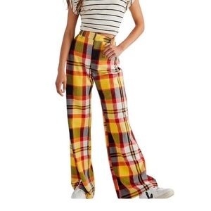 Free people plaid pants euc